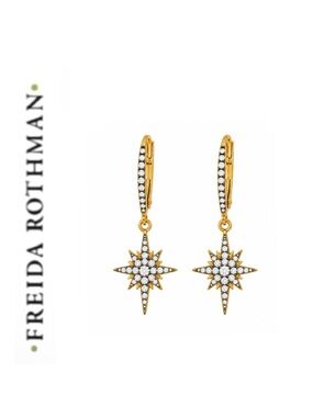 Freida Rothman CELESTIAL DROP LEVERBACK EARRINGS Sterling Silver, Gold, Rhodium